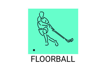 floorball sport vector line icon. an athlete playing floorball. sport pictogram, vector illustration.