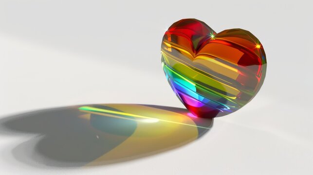a heart-shaped prism refracting light into a spectrum of emotions, with each color representing a different aspect of love