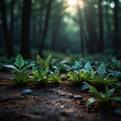 A glowing plant brings nature and light together in serene elegance.