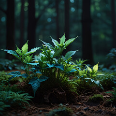 A glowing plant brings nature and light together in serene elegance.