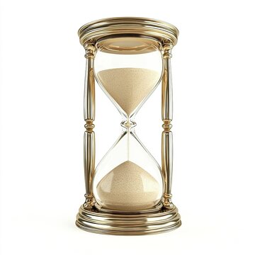 recommend clip art: Hourglass with sand clipart, time element, minimalistic design, gold and beige, isolated on white background 