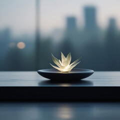 A glowing plant brings nature and light together in serene elegance.