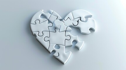 a heart-shaped puzzle with pieces missing, symbolizing the fragmented nature of love and the search for completeness in relationships