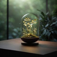 A glowing plant brings nature and light together in serene elegance.