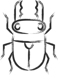 筆書きミニ昆虫の単品アイコン　クワガタ
