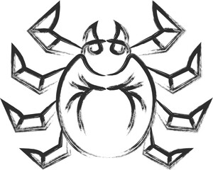 筆書きミニ昆虫の単品アイコン　ダニ