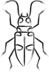 筆書きミニ昆虫の単品アイコン　ミイデラゴミムシ