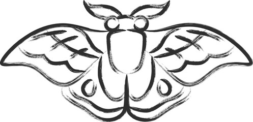 筆書きミニ昆虫の単品アイコン　蛾