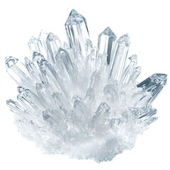 Ice crystals close-up clipart, macro element, high detail, frosty white, isolated on white background  