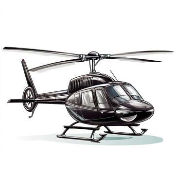 recommend clip art: Helicopter clipart, aviation element, photorealistic design, sleek black, isolated on white background  