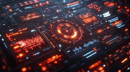 Obraz premium Futuristic Digital Interface with Glowing Elements