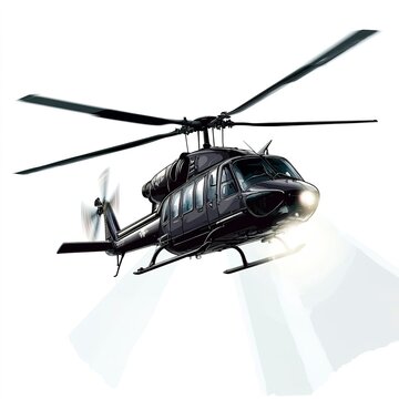 recommend clip art: Helicopter with searchlight clipart, night scene element, spotlight effect, isolated on white background 