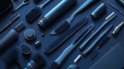 Fototapeta premium A Professional Hair Stylist Creating a Trendy Haircut, Illustrated in a 3D Vector Style with Detailed Tools and Modern Techniques