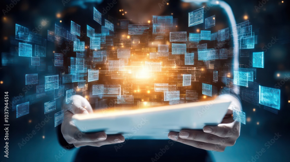Aufkleber concept of technology and innovation