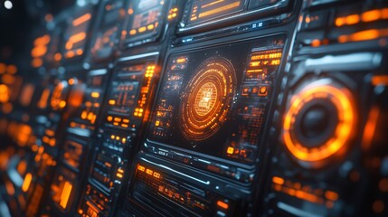 Obraz premium Futuristic AI Dashboard with Glowing Elements