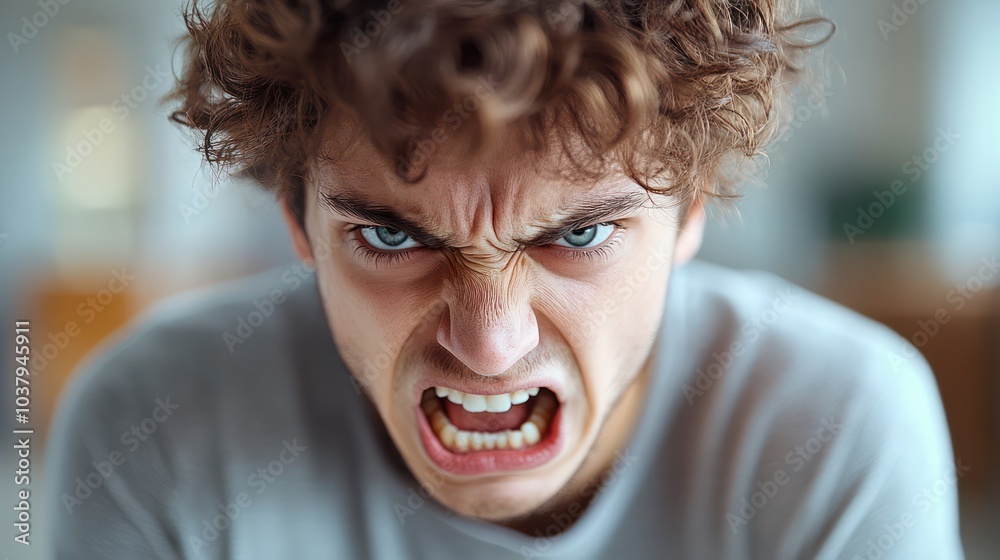 Poster A man with a scruffy beard and angry expression