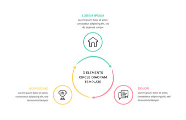 Fototapeta premium Hand drawn circle chart template with 3 parts, doodle infographics, vector eps10 illustration