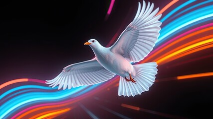 Fototapeta premium Light Speed Flight, Bird Soaring Through Dimensions