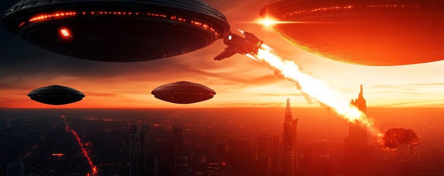 Human colony under attack by extraterrestrial forces, sci-fi defense technology