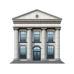 Fototapeta premium Bank building clipart, financial element, photorealistic design, modern architecture, isolated on white background 
