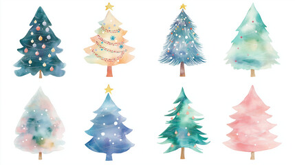 Obraz premium christmas tree on white, abstract christmas tree with lights, colorful christmas tree