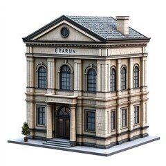 Obraz premium Bank building clipart, financial element, photorealistic design, modern architecture, isolated on white background 