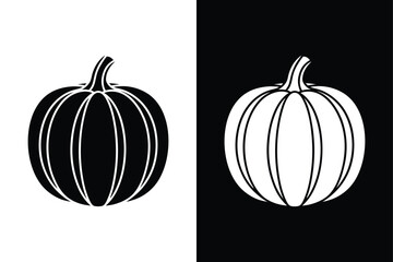 Flat Pumpkin Icon. Minimalist Vegetable Silhouette Illustration Design