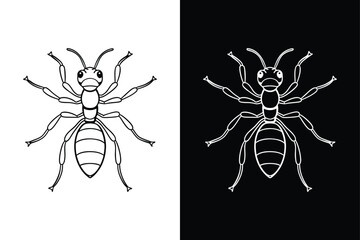 Simple Ant Line Icon. Modern Pictogram Design for Small Insect Logos