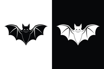 Minimalist Bat Silhouette. Black Vector Illustration for White and Black Background