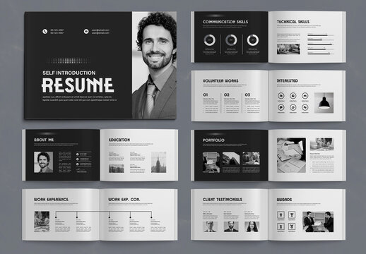 Clean Black Resume Book Design Template