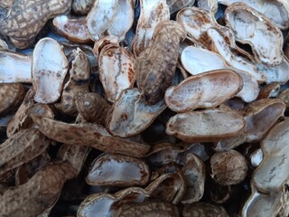 pile of ebus peanut shells, a typical Indonesian snack