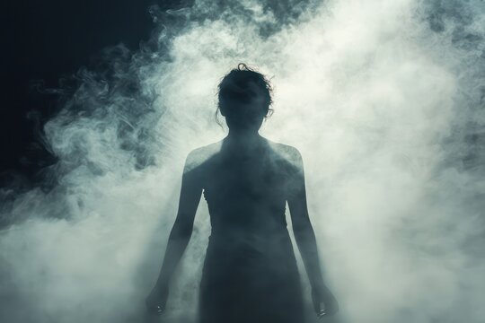 Silhouette dissolving into the mist, a metaphor for transient life and loss.