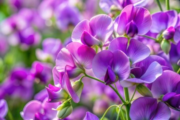 Obraz premium Beautiful purple flowers in full bloom close-up