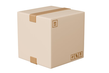 3D Cardboard box package transport order icon .3D Minimal stack parcel box icon on isolated purple background. Logistics shipment and Online delivery service Concept. 3d render.