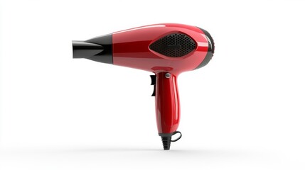 Red and black hair dryer with a sleek design isolated on a white background modern hair styling tool. Generative AI