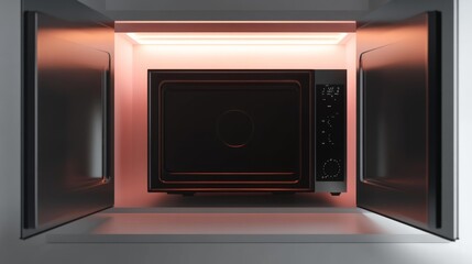 Obraz premium Modern microwave with sleek design and digital controls isolated on a white background. Generative AI