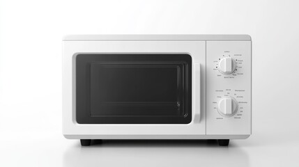 Obraz premium White modern microwave oven with dial controls on white background. Generative AI
