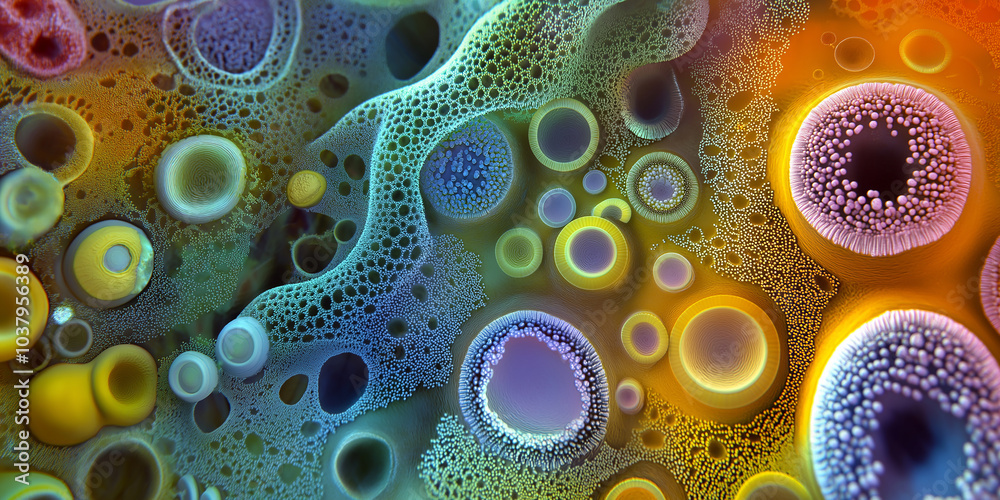 Poster colorful abstract organic cells pattern is growing and multiplying