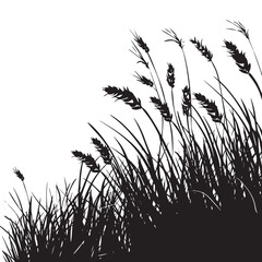  A field of wheat waving in the wind. silhouette illustration 