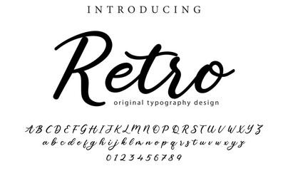 Retro Font Stylish brush painted an uppercase vector letters, alphabet, typeface
