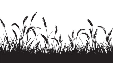  A field of wheat waving in the wind. silhouette illustration 
