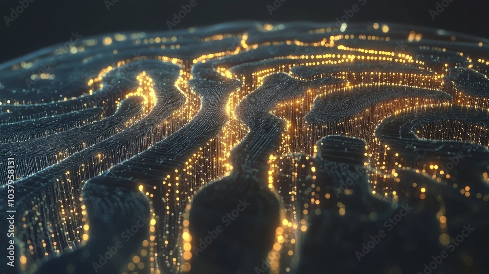 Poster a futuristic robotic brain visualizing interconnected nodes, symbolizing ai-powered deep learning ne