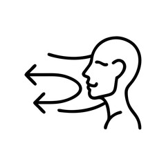 Breathing Exercise Icon in Minimalist Style, Black Outline, Modern Design