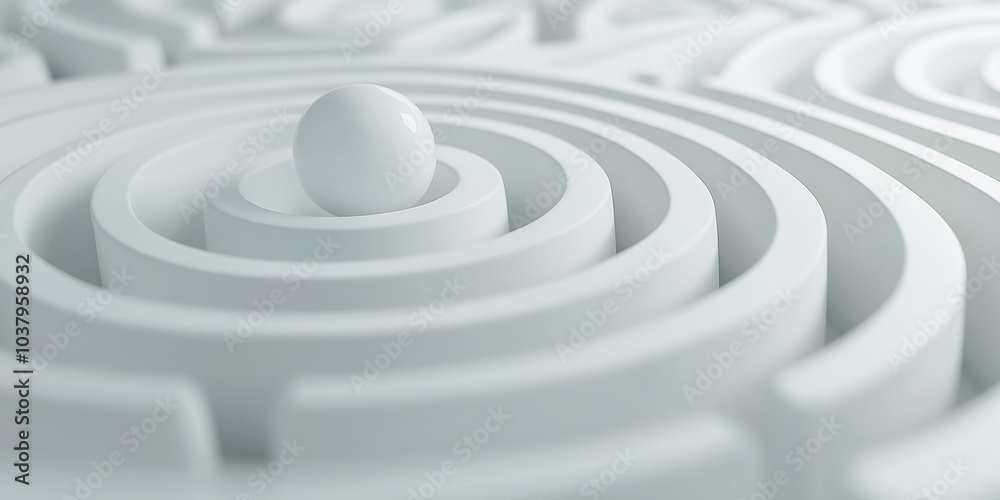 Leinwandbilder white sphere balancing on top of round structure abstract background