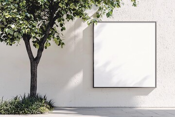 Obraz premium A minimalist template with a spacious layout, perfect for personalized branding and promotional messaging on a versatile white backdrop.
