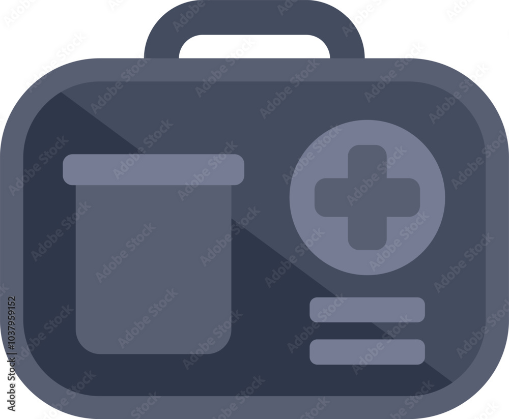 Wall mural First aid kit icon featuring a prominent cross symbol, symbolizing medical assistance and preparedness for emergencies