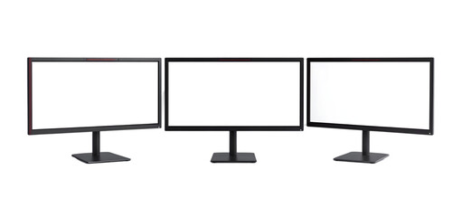 Obraz premium collection of three monitor with empty display isolated transparent background