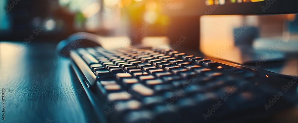 Poster Close up of a keyboard with a blurred background.