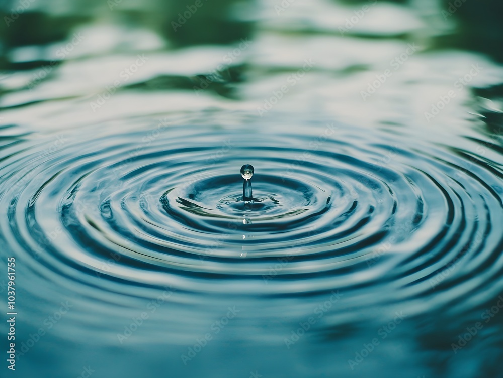Aufkleber serene water drop creating ripples in tranquil setting