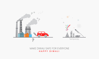 Happy Deepavali or Diwali with creative eco concept.  Festival of Lights. Diwali holiday Background with rangoli, Diwali celebration greeting card, 3d illustration.